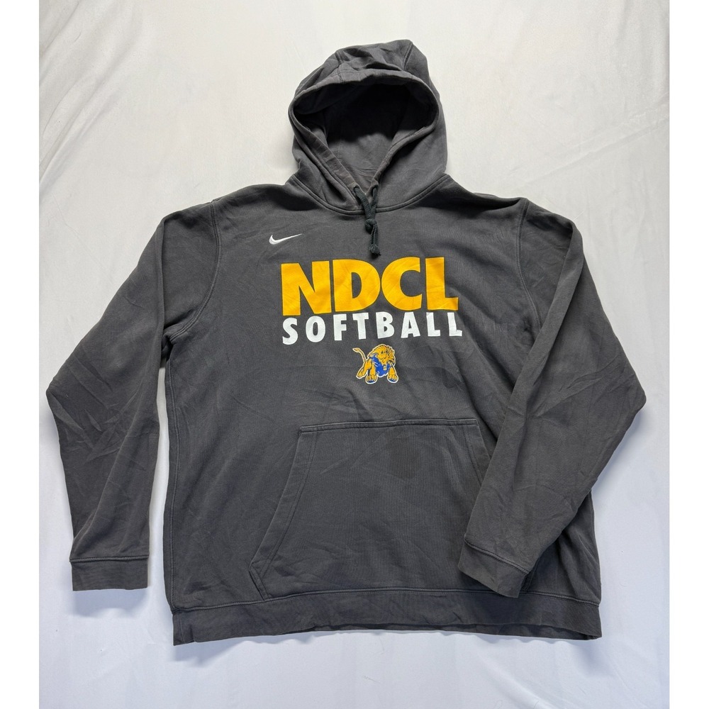 Nike Hoodie Mens XL Gray Graphic Print Notre Dame Cathedral Latin Softball